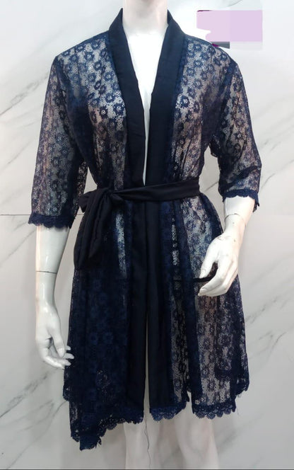 Red Lace Nightgown - Breathable Net Fabric with Delicate Lace Pattern