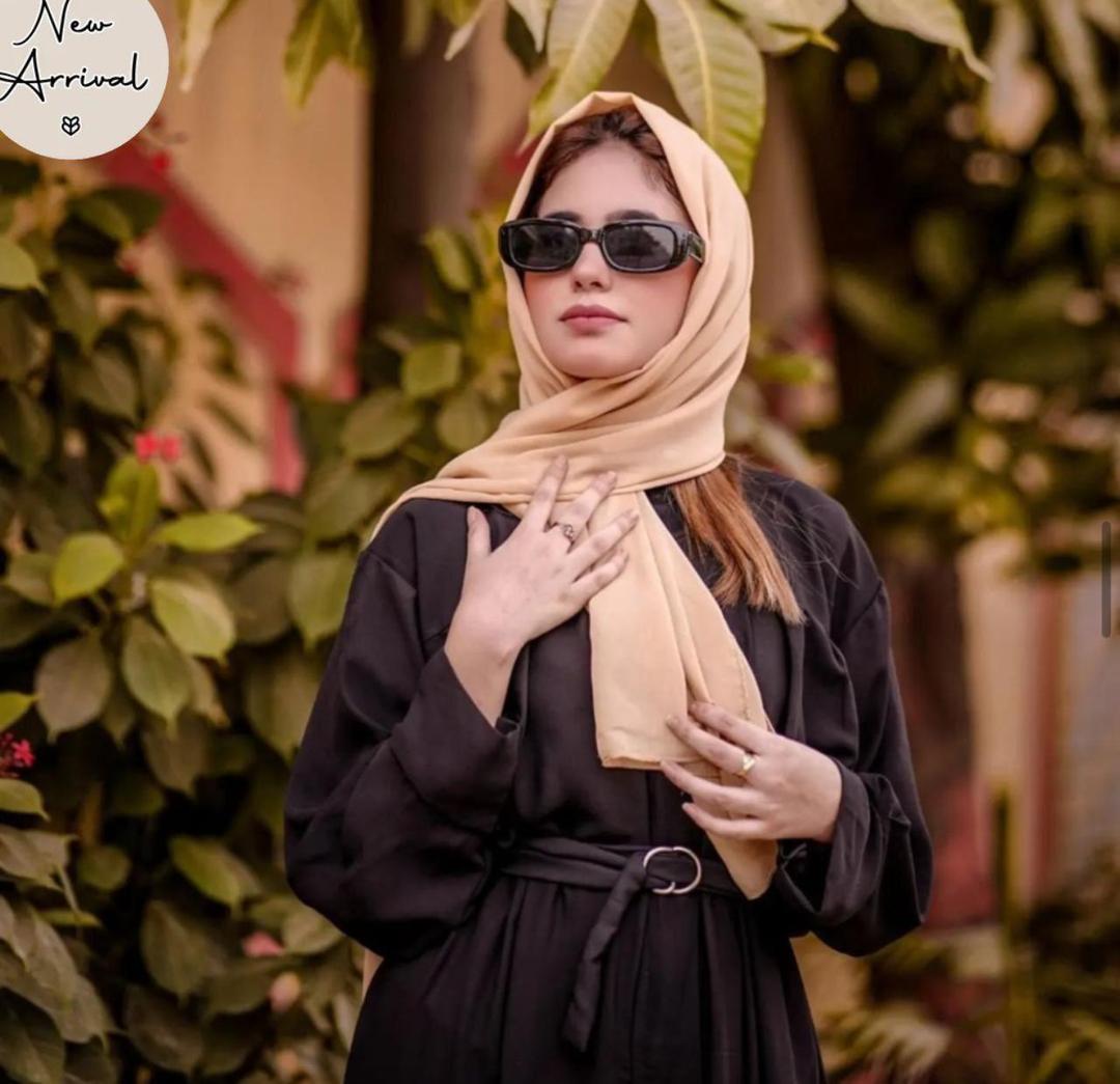 Classic Black Georgette Full Abaya with Stroller