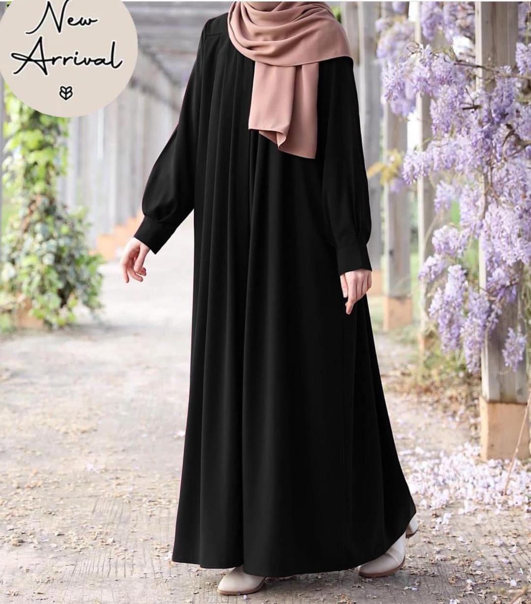Classic Black Georgette Full Abaya with Stroller