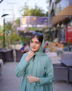 Green Georgette Full Abaya - 2 Piece Set with Stroller The Max Mall