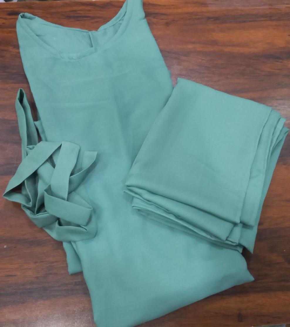 Green Georgette Full Abaya - 2 Piece Set with Stroller