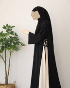 Black Georgette Classic Abaya with Stoller - Women's The Max Mall