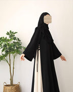 Black Georgette Classic Abaya with Stoller - Women's The Max Mall