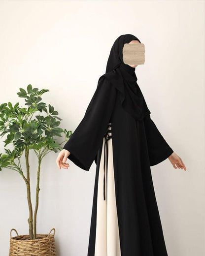 Black Georgette Classic Abaya with Stoller - Women's
