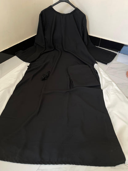 Black Georgette Classic Abaya with Stoller - Women's