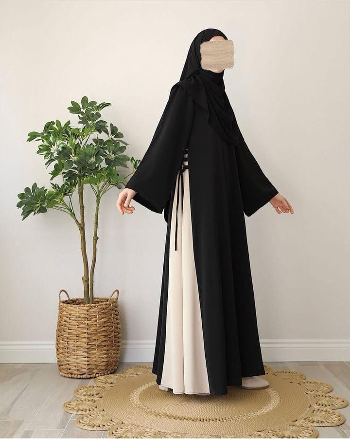 Black Georgette Classic Abaya with Stoller - Women's