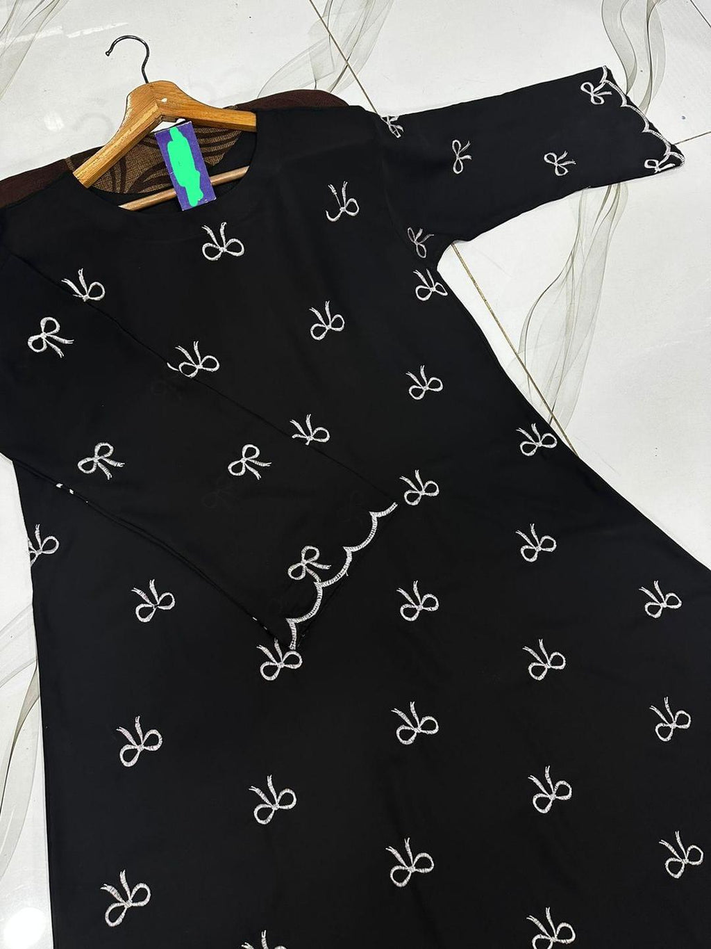 Chiffon Embroidered Classic Abaya - Round Neck The Max Mall
