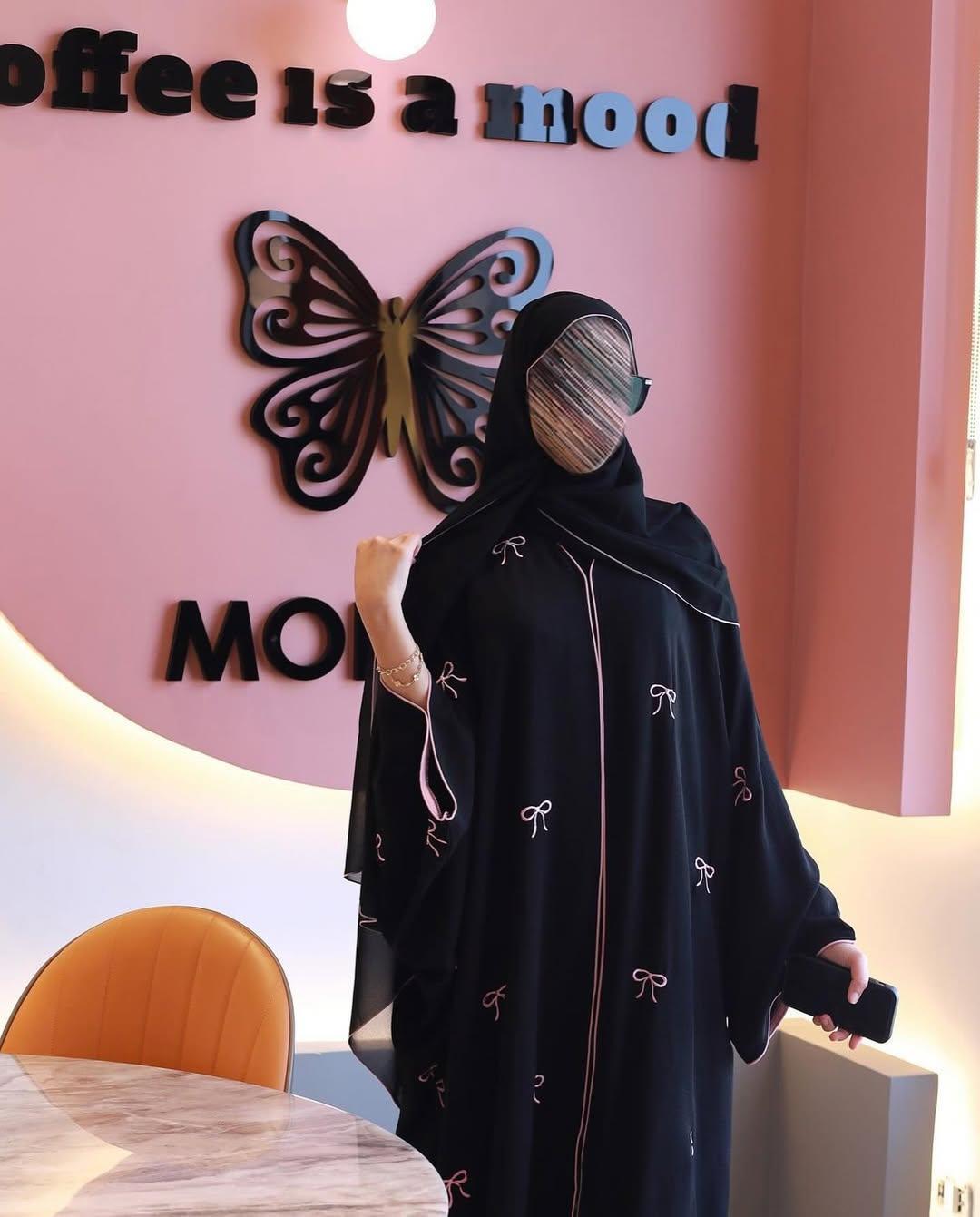 Trending Bow Abaya with Stoller - Embroidered Piping Work