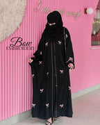 Trending Bow Abaya with Stoller - Embroidered Piping Work The Max Mall