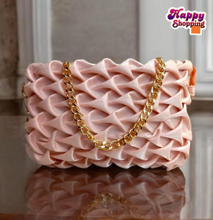 Women's Blue Glitter Textured Shoulder Bag