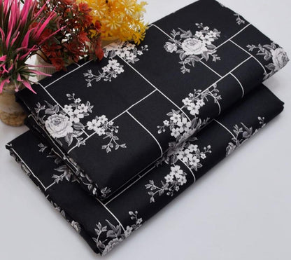 Black Polo Cotton Printed Two Piece Set