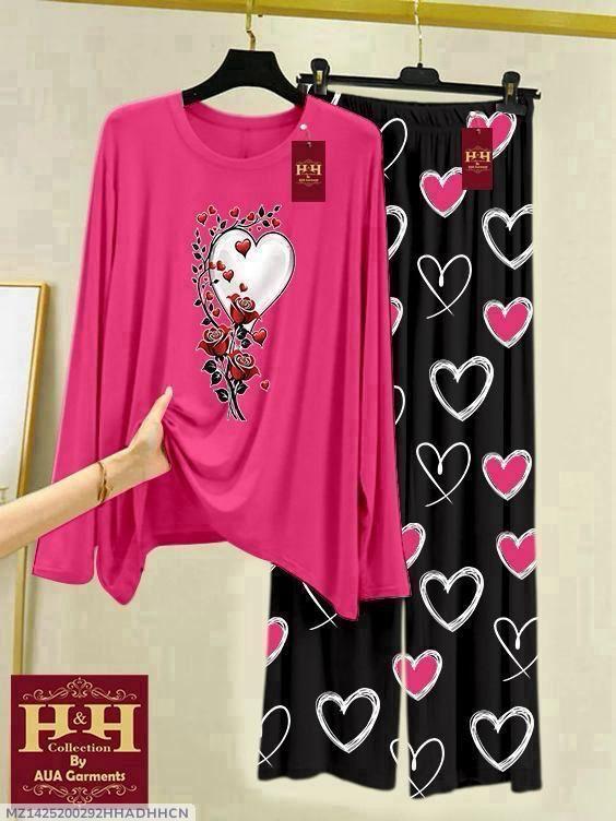 New Arrival Lounge Wear Set - Printed Cotton Jersey with Trouser