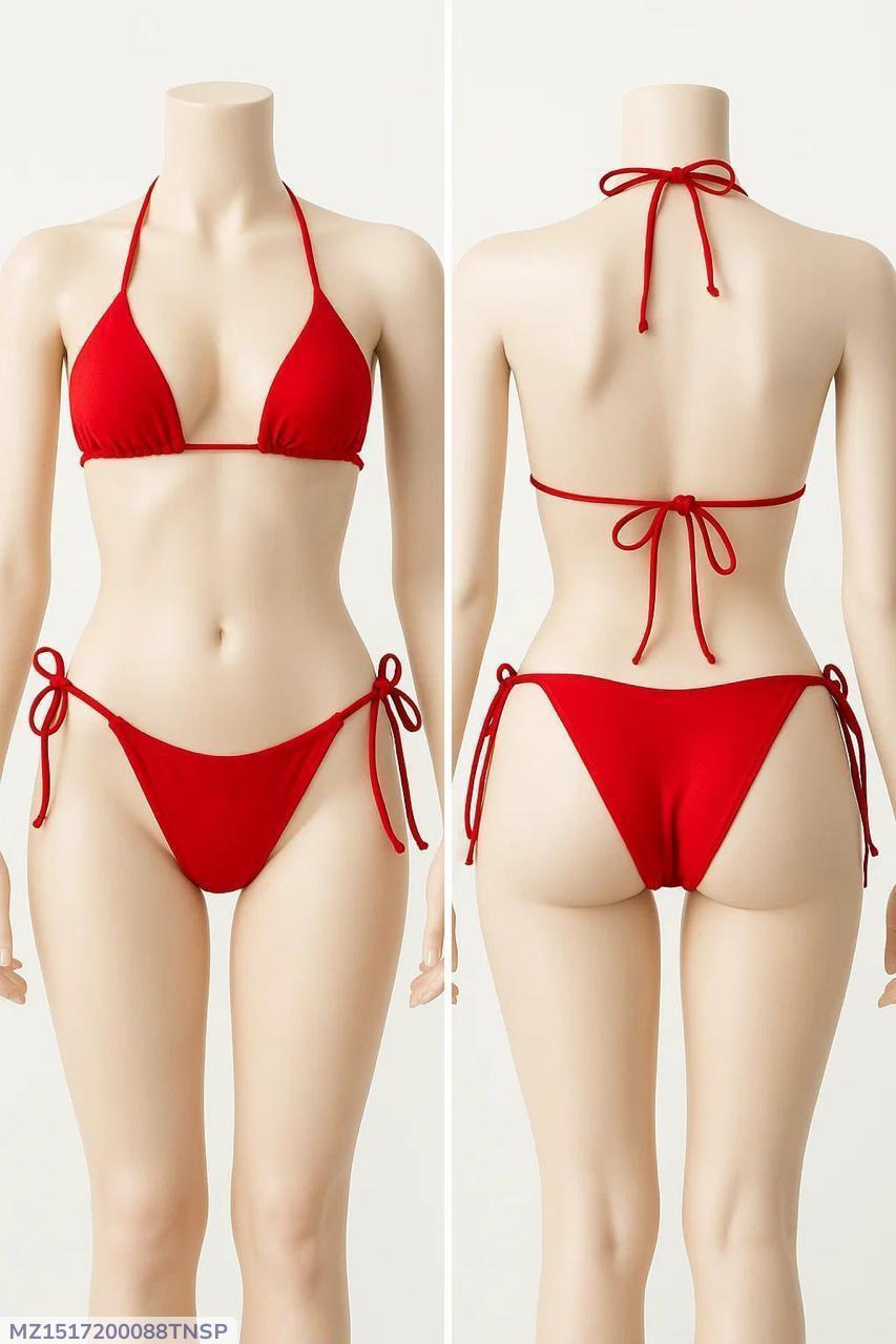 Black Lycra Bikini Set - Comfortable & Breathable Free Size