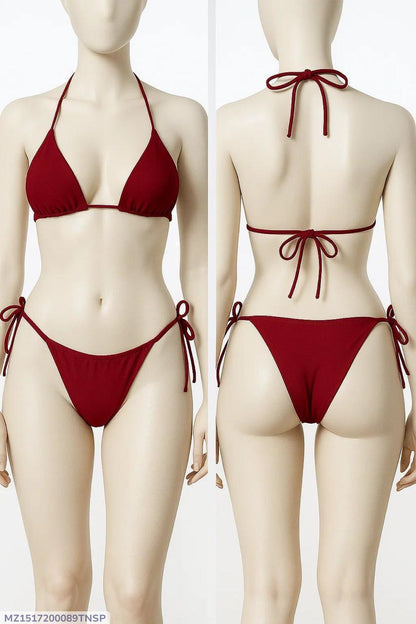 Black Lycra Bikini Set - Comfortable & Breathable Free Size