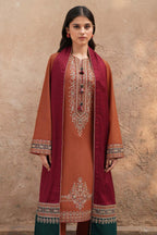 Orange Lawn Embroidered Three Piece Set The Max Mall