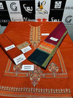 Orange Lawn Embroidered Three Piece Set The Max Mall