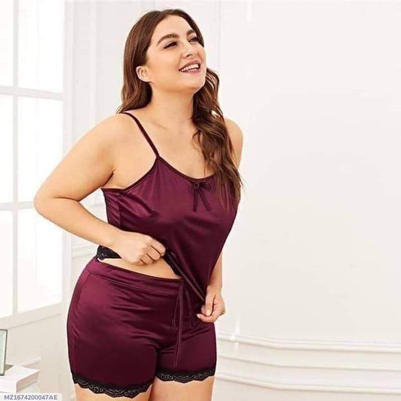 2 Piece Camiset Set - Inner + Short  Jersey Nightwear