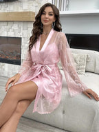 Luxurious  Silk Nightwear Set - Net Gown + Silk Inner The Max Mall