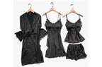 5 Piece Peace Silk Night Wear Set - Premium Embroidered Sleepwear in Maroon The Max Mall