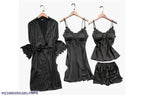 5 Piece Peace Silk Night Wear Set - Premium Embroidered Sleepwear in Maroon The Max Mall