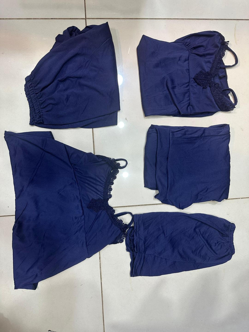 5 Piece Peace Silk Night Wear Set - Premium Embroidered Sleepwear in Maroon The Max Mall