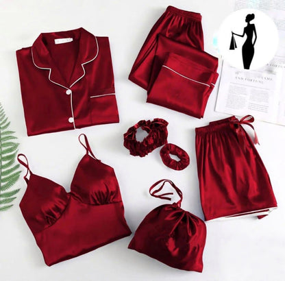 Maroon Silk Lace Camisole Set - Complete Intimate Apparel Collection Size L