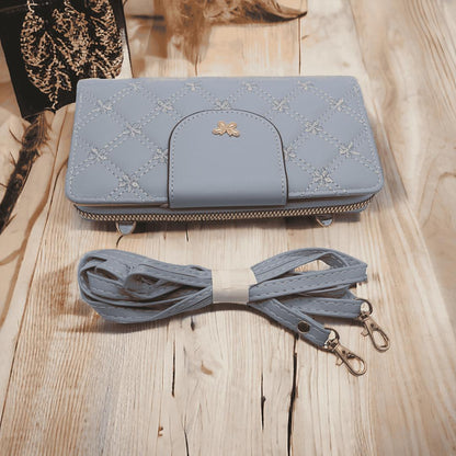 Women's PU Leather Embroidered Clutch Crossbody