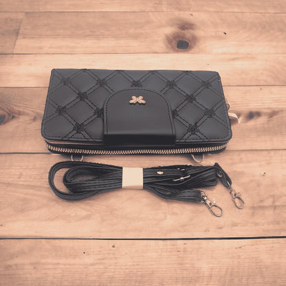 Women's PU Leather Embroidered Clutch Crossbody