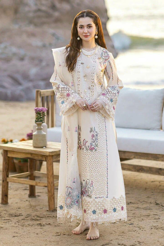 Off White Lawn Chikankari Three Piece Set