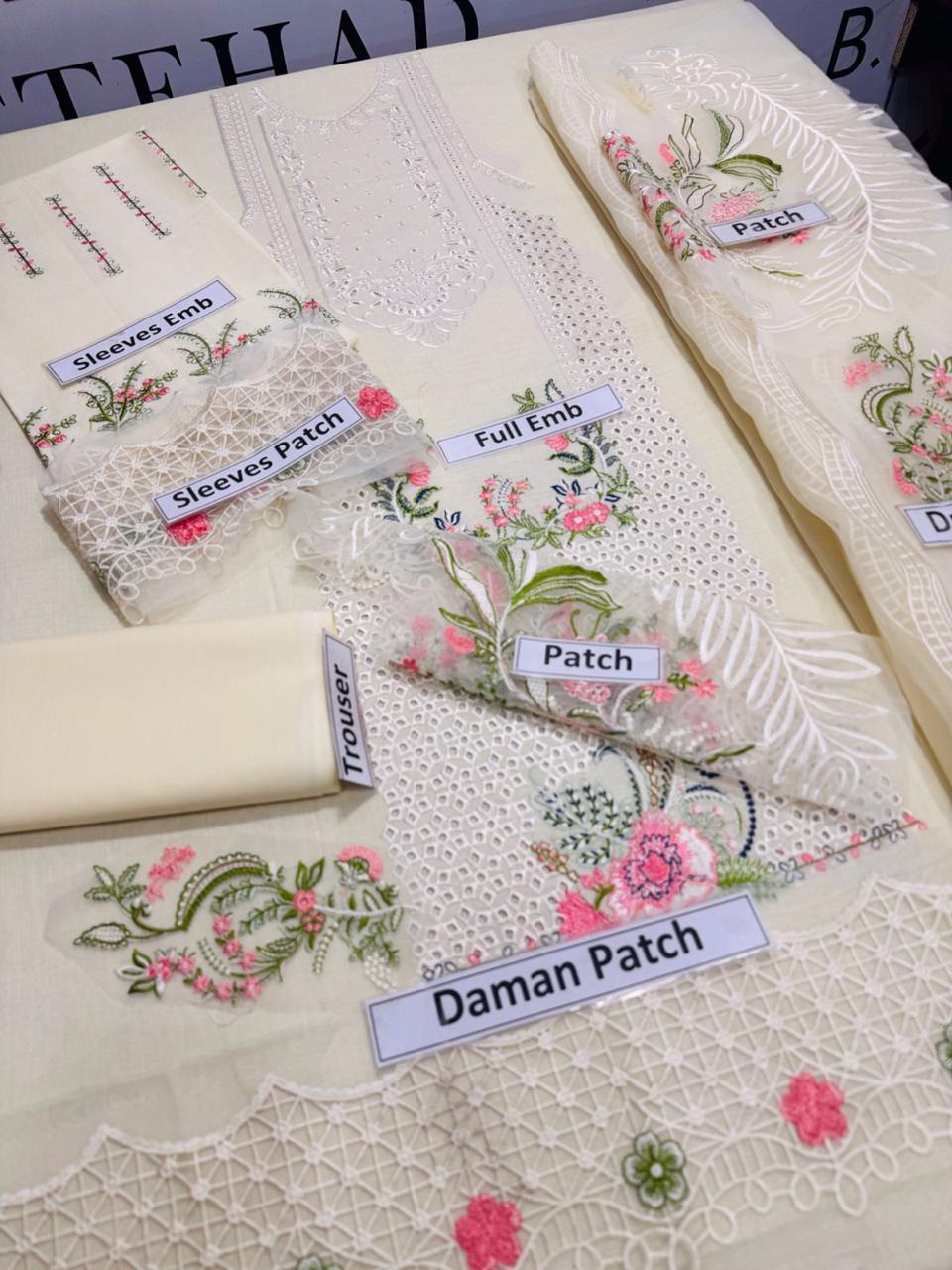 Off White Lawn Chikankari Three Piece Set
