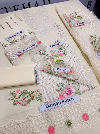 Off White Lawn Chikankari Three Piece Set