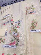 Off White Lawn Chikankari Three Piece Set The Max Mall