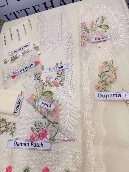 Off White Lawn Chikankari Three Piece Set