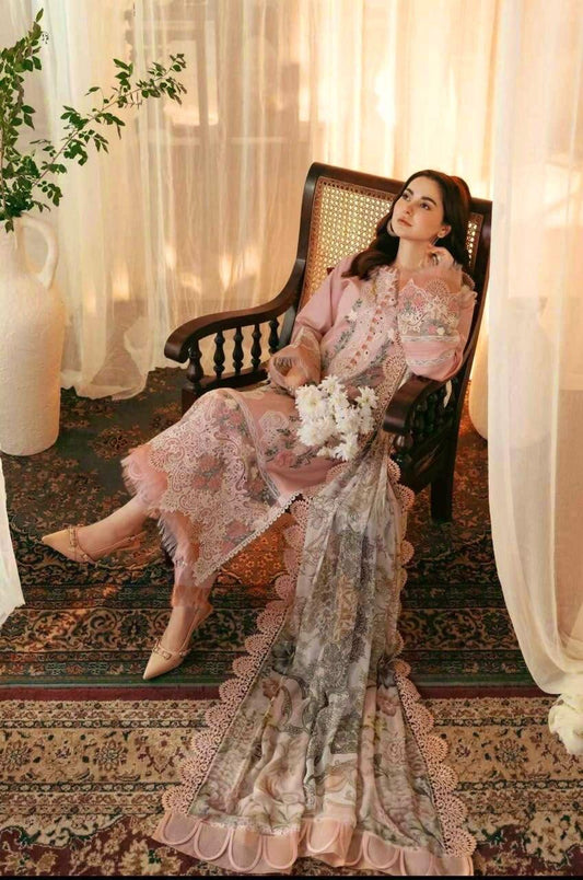 Pink Lawn Chikankari Three Piece Set