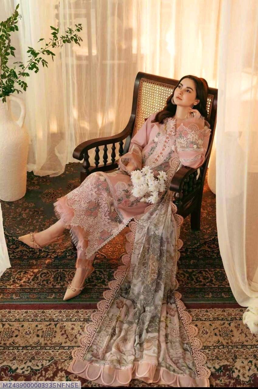 Pink Lawn Chikankari Three Piece Set
