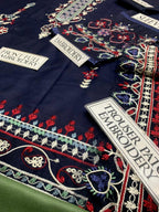 Blue Dhanak Embroidered Three Piece Set The Max Mall