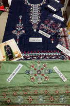 Blue Dhanak Embroidered Three Piece Set The Max Mall