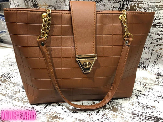 PU Leather Textured Zip Closure Shoulder