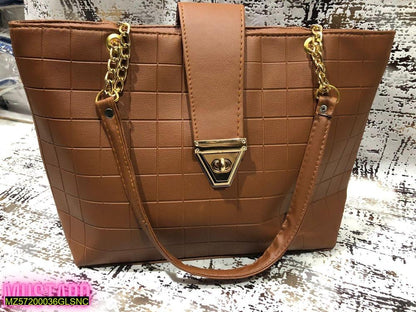 PU Leather Textured Zip Closure Shoulder