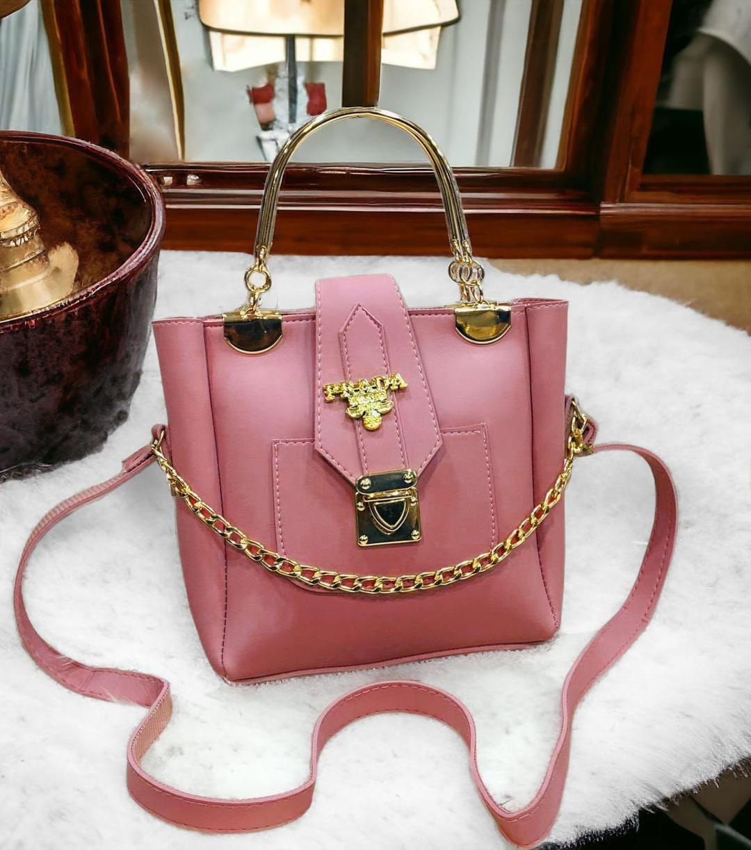 Women's Pink Rexene Plain Shoulder Bag