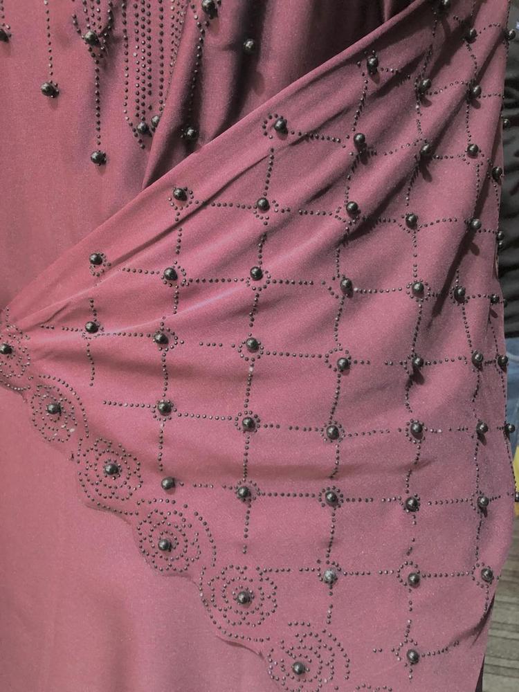 Nida Embroidered Full Abaya - Round Neck Purple