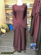 Nida Embroidered Full Abaya - Round Neck Purple The Max Mall