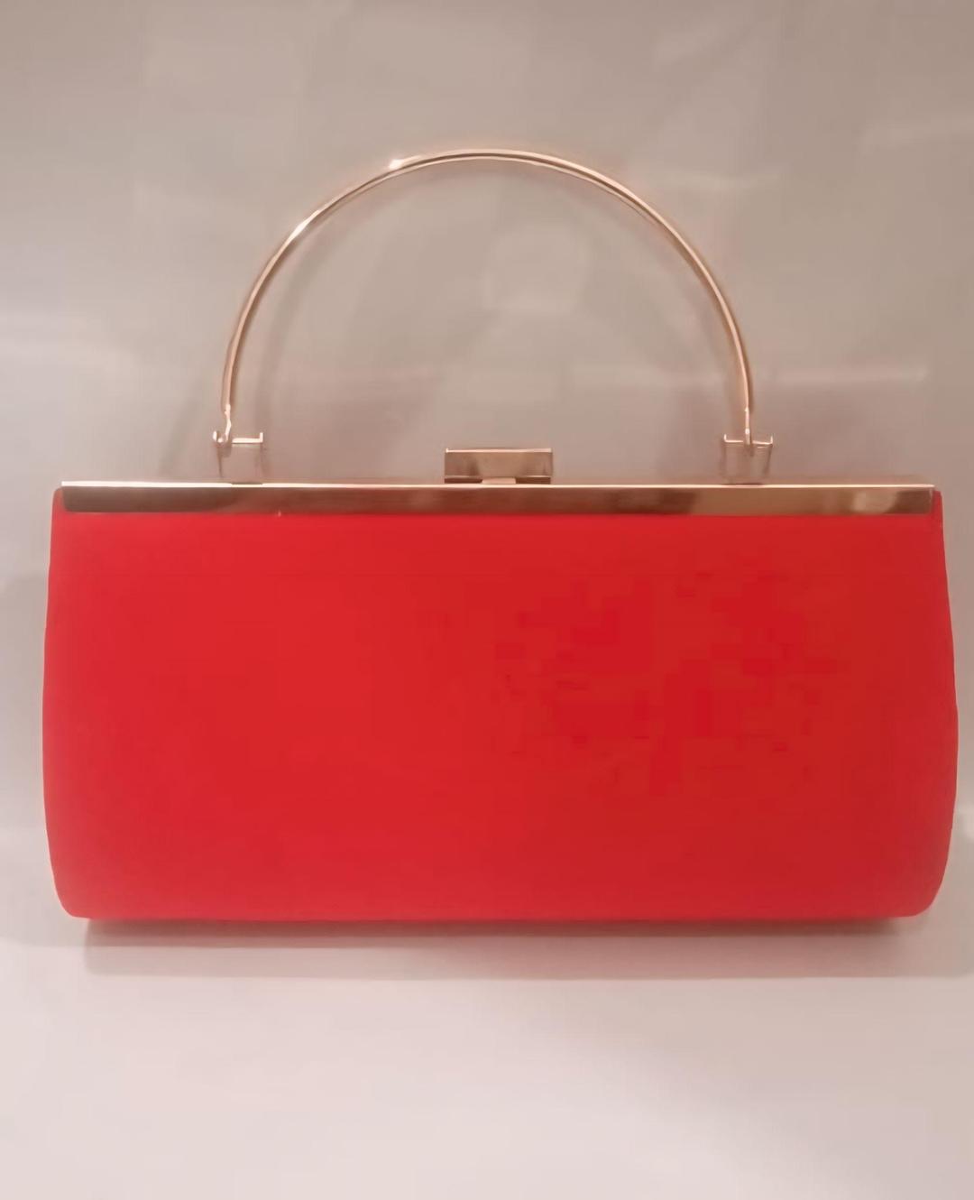 Women's Red Metal Embroidered Designer Clutch