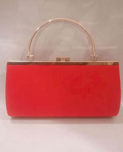 Women's Red Metal Embroidered Designer Clutch