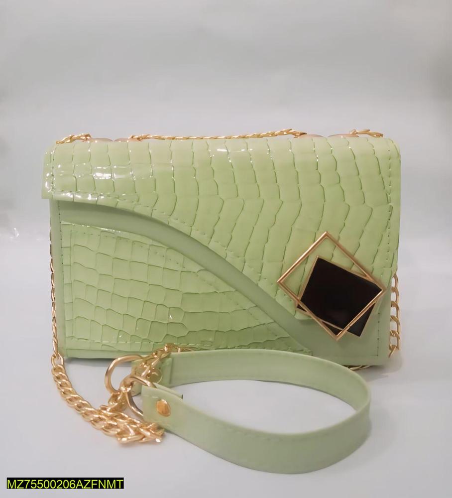 Women's Green Rexine Textured Fashionable Handbag