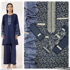 Blue Lawn Embroidered Three Piece Set The Max Mall