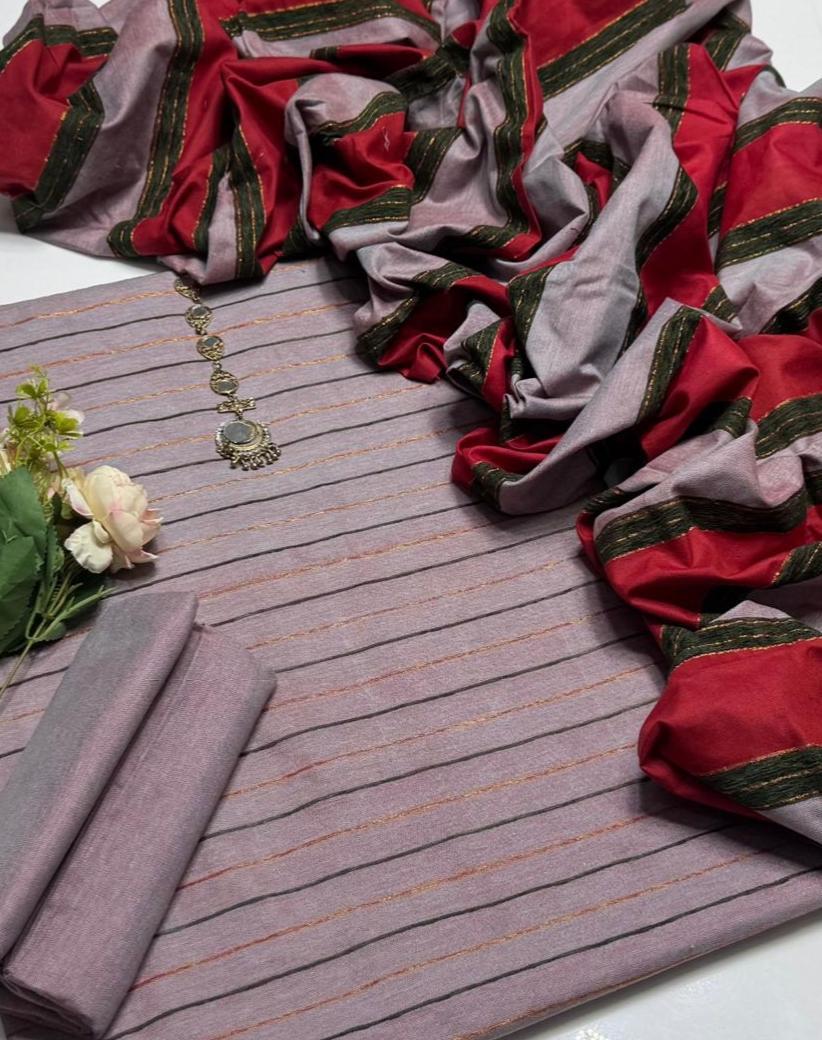Purple Khaddar Plain Three Piece Set