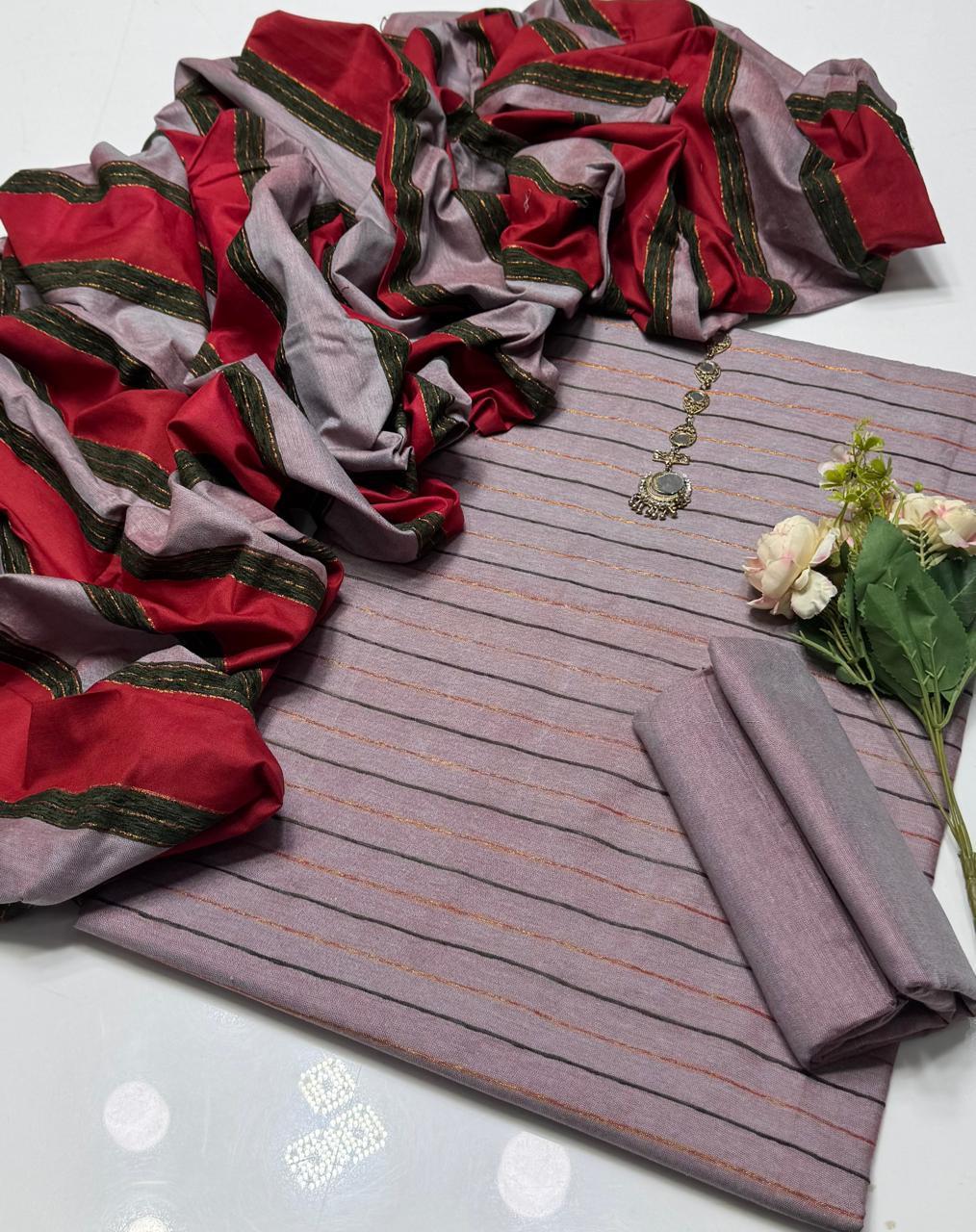 Purple Khaddar Plain Three Piece Set