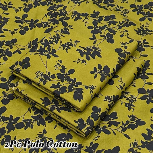 Green Polo Cotton Printed Two Piece Set