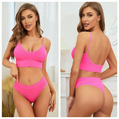 Women V-Shape Non Padded Sports Bra - Pink Jersey